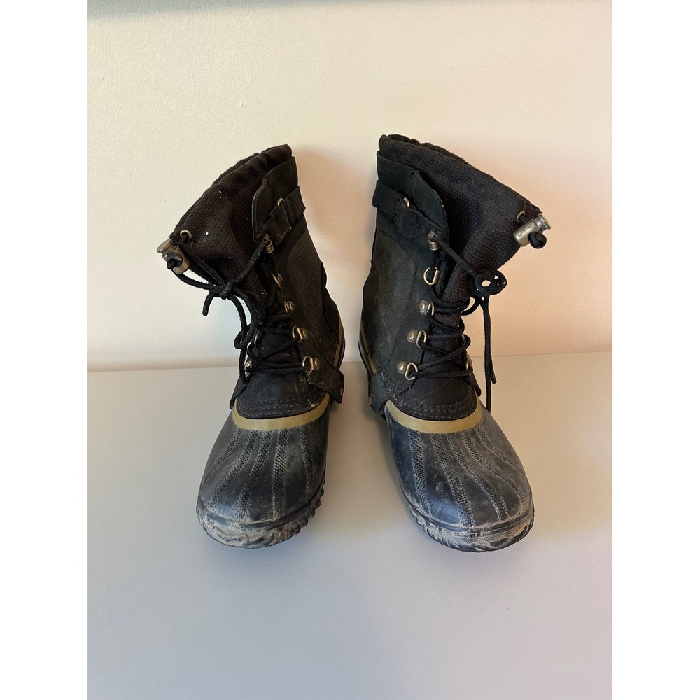 Sorel Conquest Carly Black Leather Waterproof Winter Boots | Size 7.5
